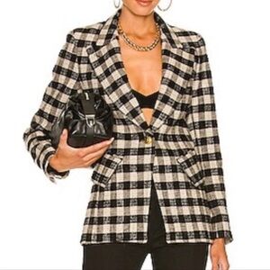 SMYTHE Lounge Blazer in Black & Stone Check